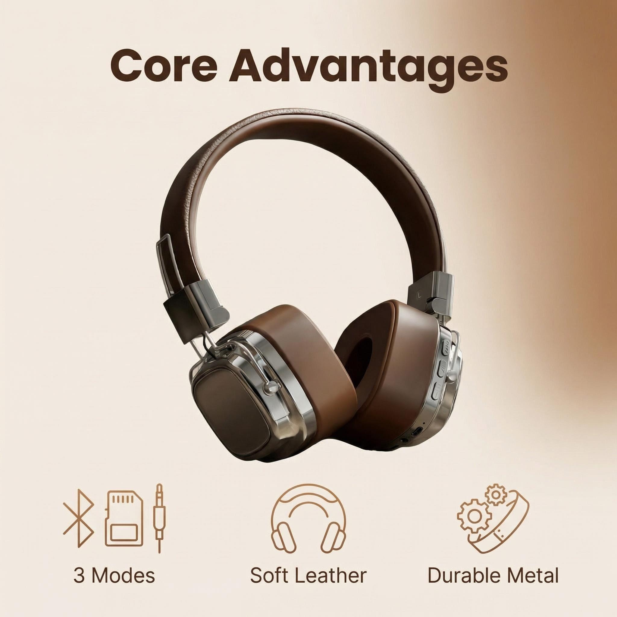 Retro Gaming Mobile - Casque audio rétro en cuir sans