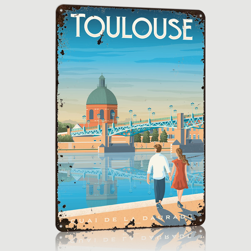 Retro Gaming Toulouse - Affiche Métallique Imprimée Toulouse France, Art